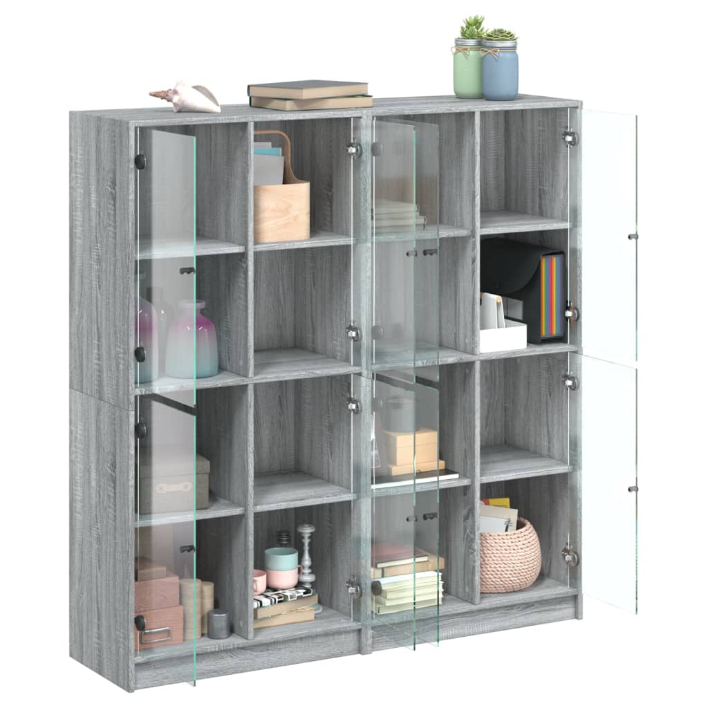 Bibliothèque avec portes sonoma gris 136x37x142 cm - XIOS
