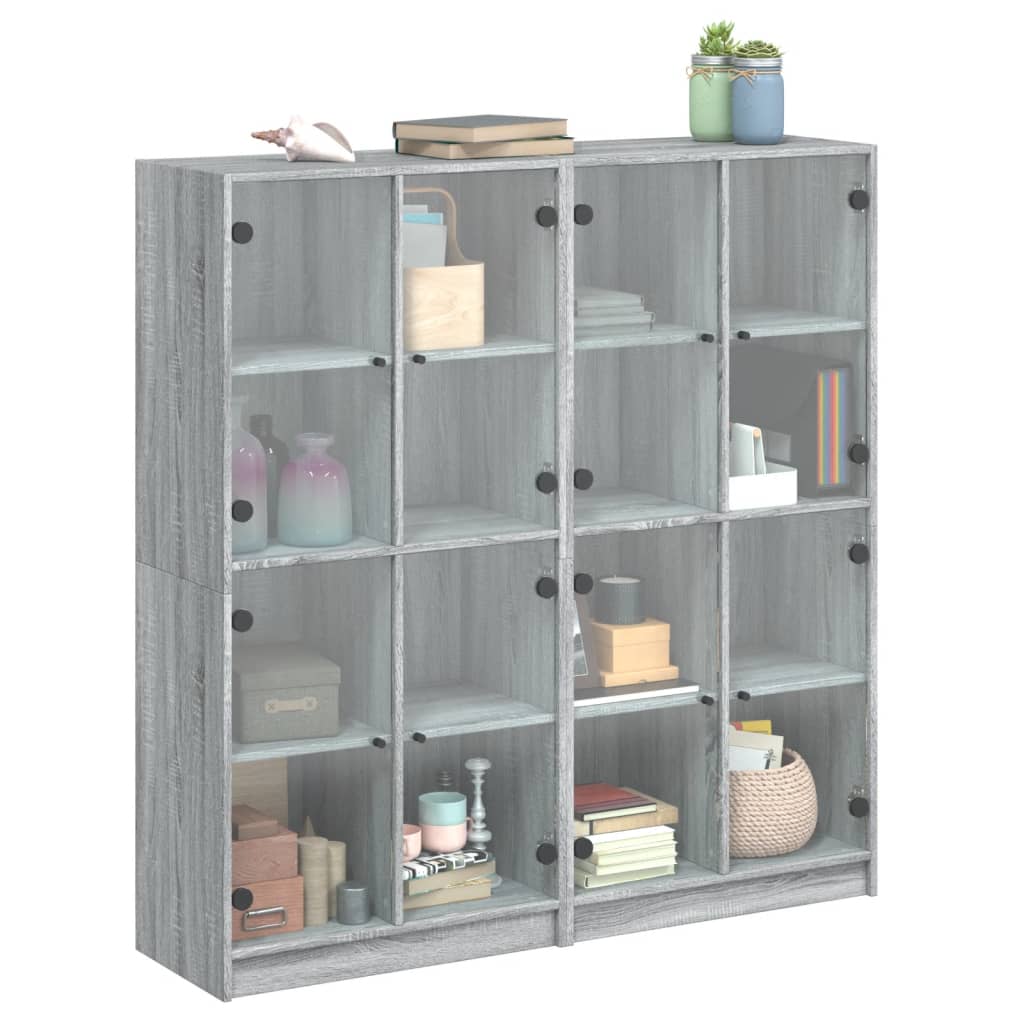 Bibliothèque avec portes sonoma gris 136x37x142 cm - XIOS