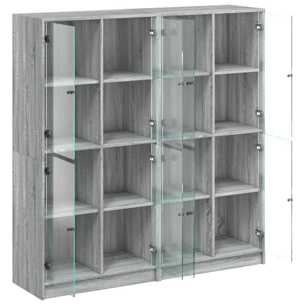 Bibliothèque avec portes sonoma gris 136x37x142 cm - XIOS