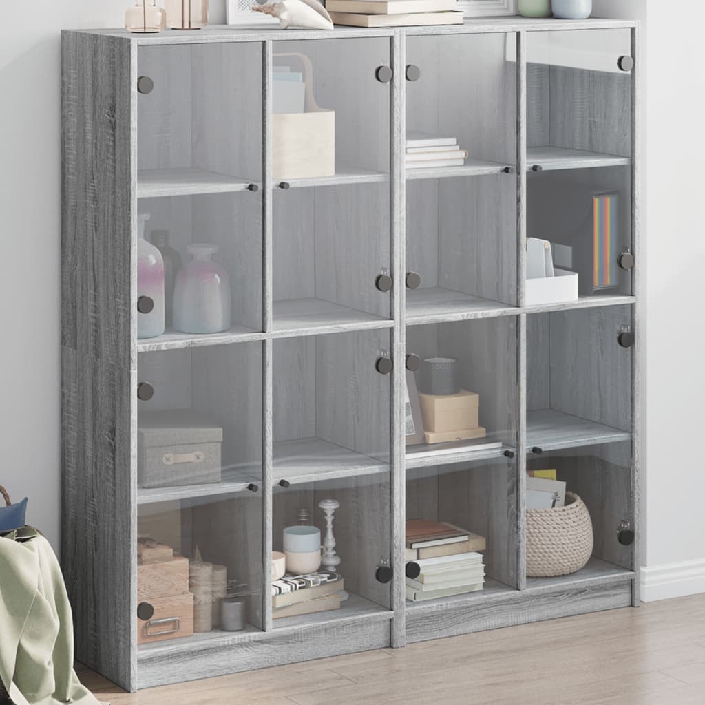 Bibliothèque avec portes sonoma gris 136x37x142 cm - XIOS