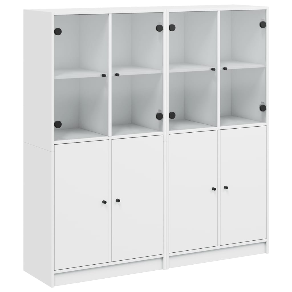 Bibliothèque avec portes blanc 136x37x142 cm bois d'ingénierie - XIOS