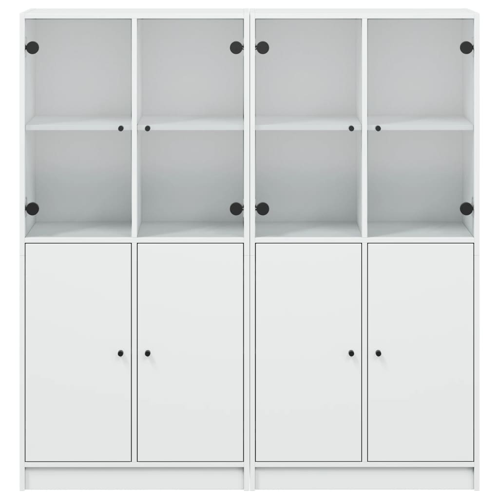 Bibliothèque avec portes blanc 136x37x142 cm bois d'ingénierie