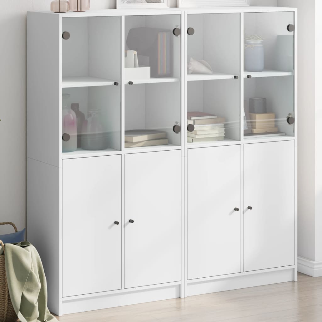 Bibliothèque avec portes blanc 136x37x142 cm bois d'ingénierie - XIOS