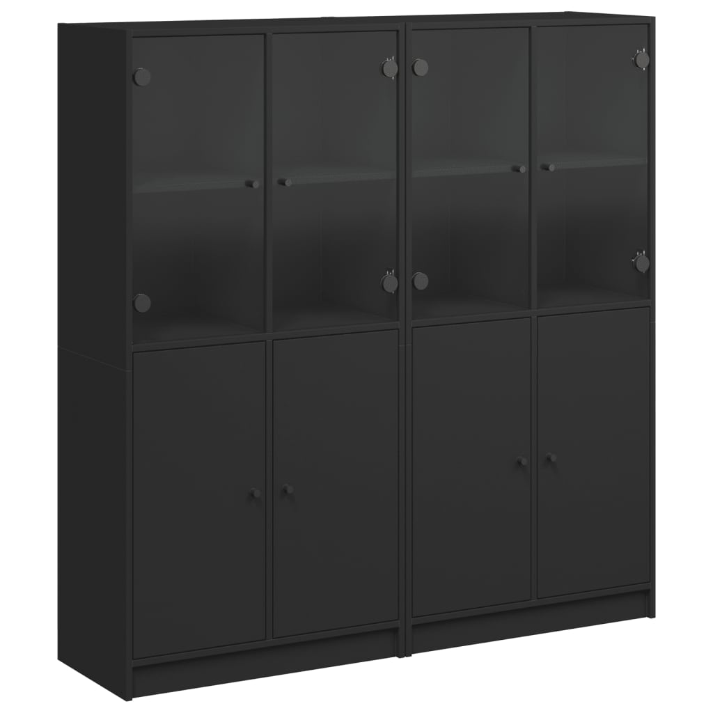 Bibliothèque avec portes noir 136x37x142 cm bois d'ingénierie - XIOS