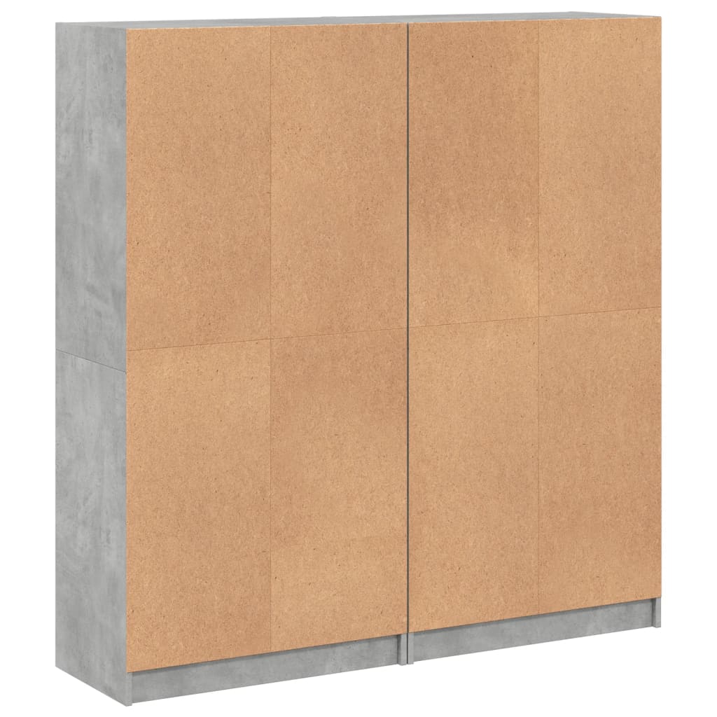 Bibliothèque avec portes gris béton 136x37x142 cm - XIOS