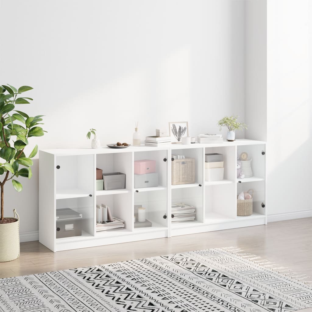 Bibliothèque avec portes blanc 204x37x75 cm bois d'ingénierie - XIOS