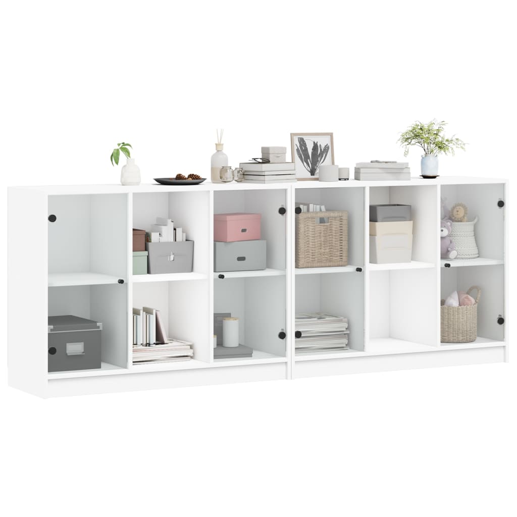 Bibliothèque avec portes blanc 204x37x75 cm bois d'ingénierie - XIOS