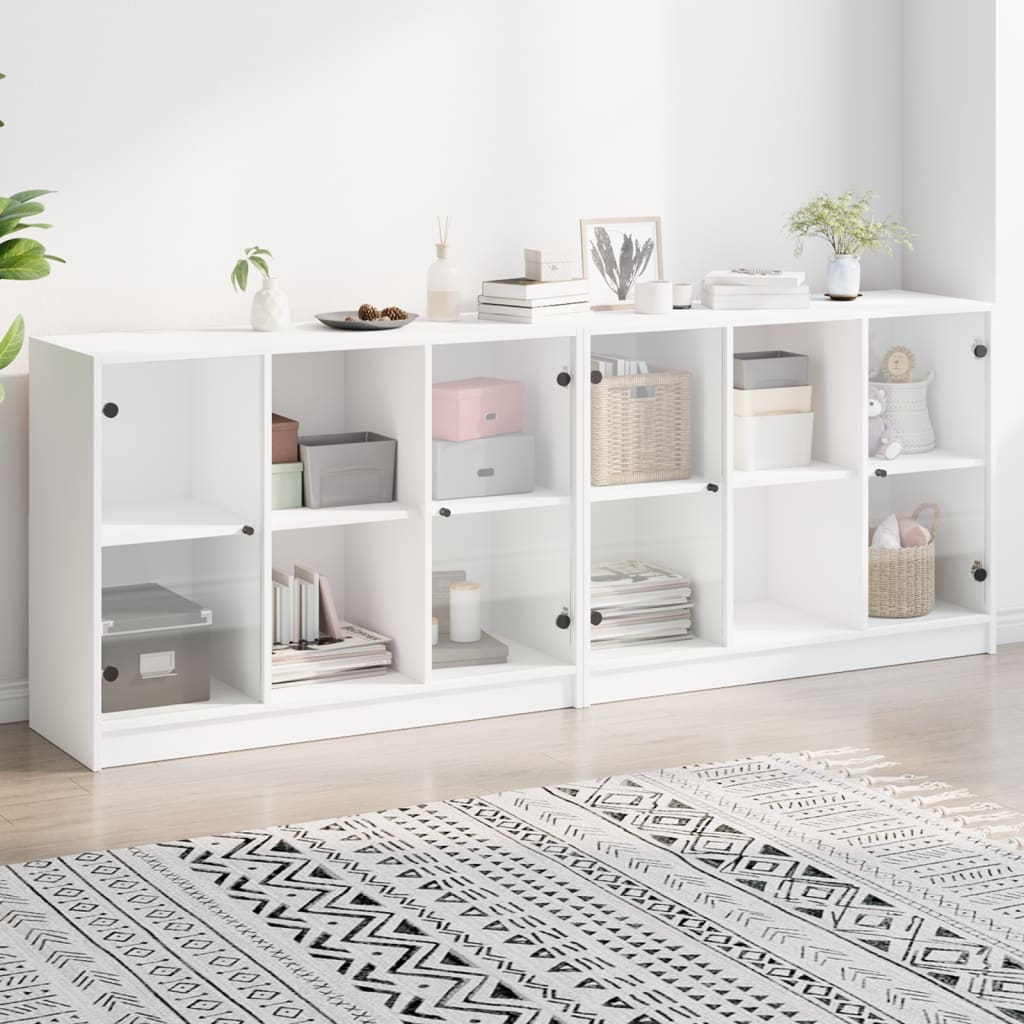 Bibliothèque avec portes blanc 204x37x75 cm bois d'ingénierie - XIOS