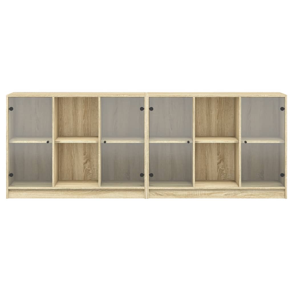 Bibliothèque avec portes chêne sonoma 204x37x75 cm
