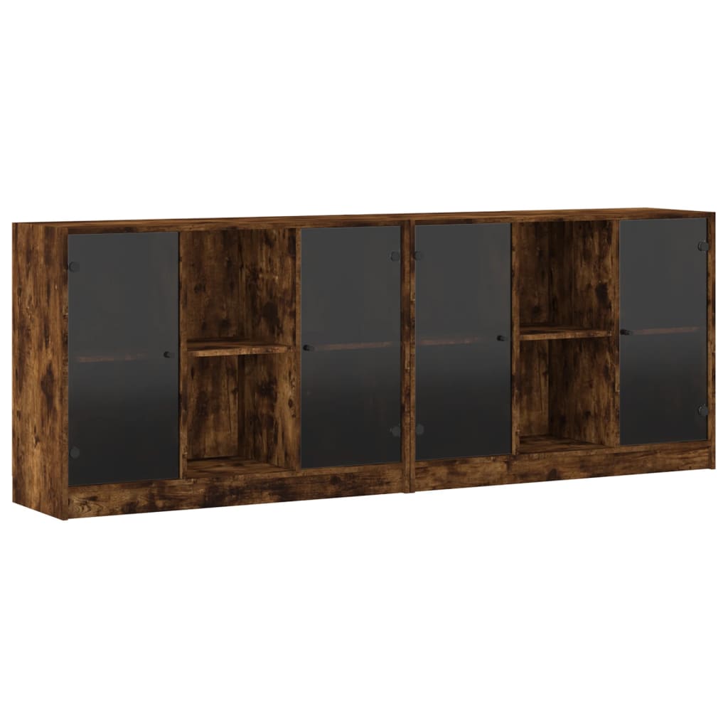 Bibliothèque avec portes chêne fumé 204x37x75 cm - XIOS