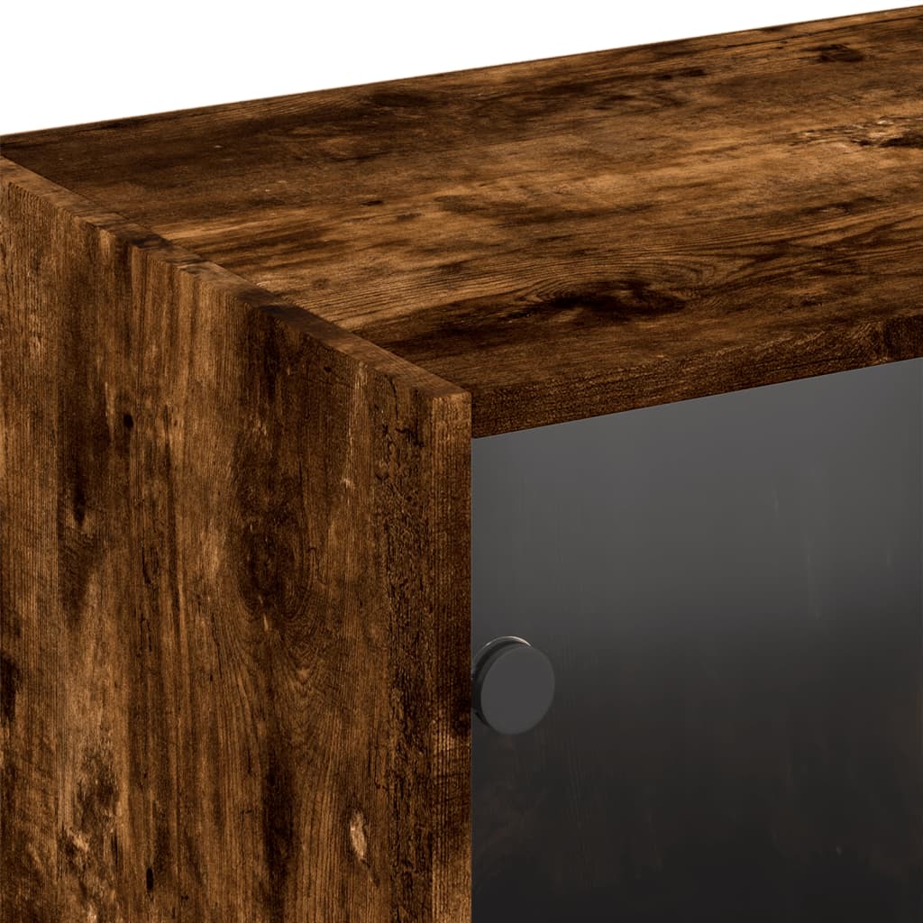 Bibliothèque avec portes chêne fumé 204x37x75 cm - XIOS