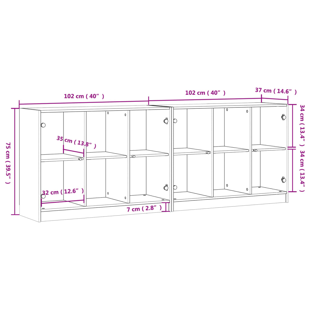 Bibliothèque avec portes chêne fumé 204x37x75 cm - XIOS