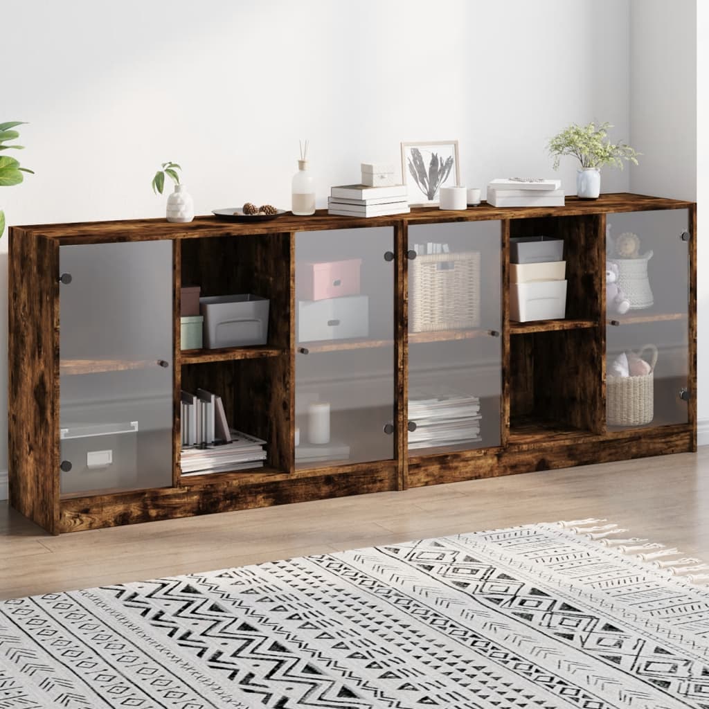 Bibliothèque avec portes chêne fumé 204x37x75 cm - XIOS