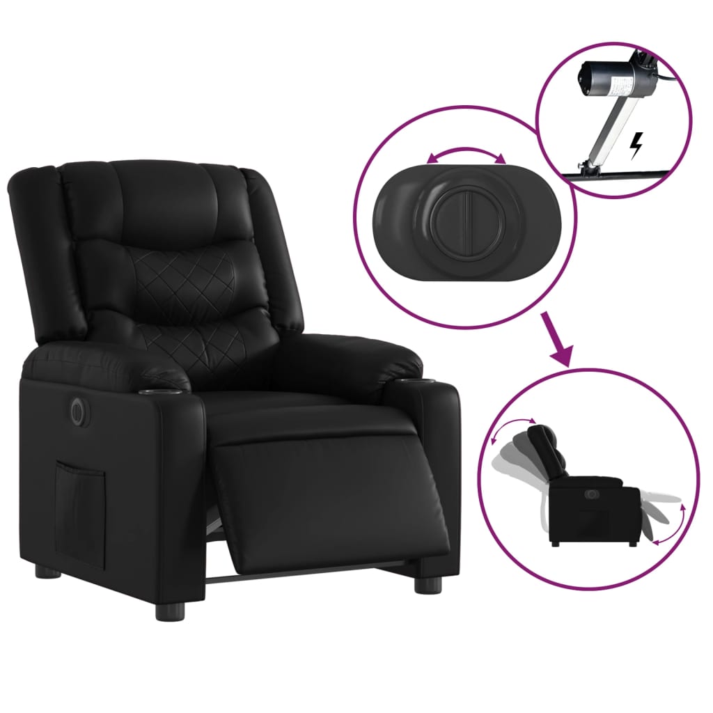 Fauteuil inclinable électrique Noir Similicuir - XIOS