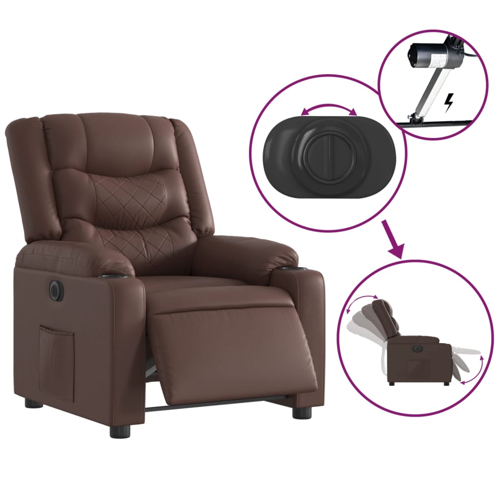 Fauteuil inclinable électrique Marron Similicuir - XIOS