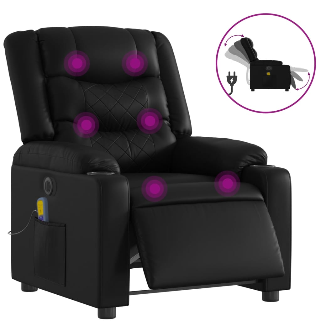 Fauteuil de massage inclinable électrique noir similicuir - XIOS
