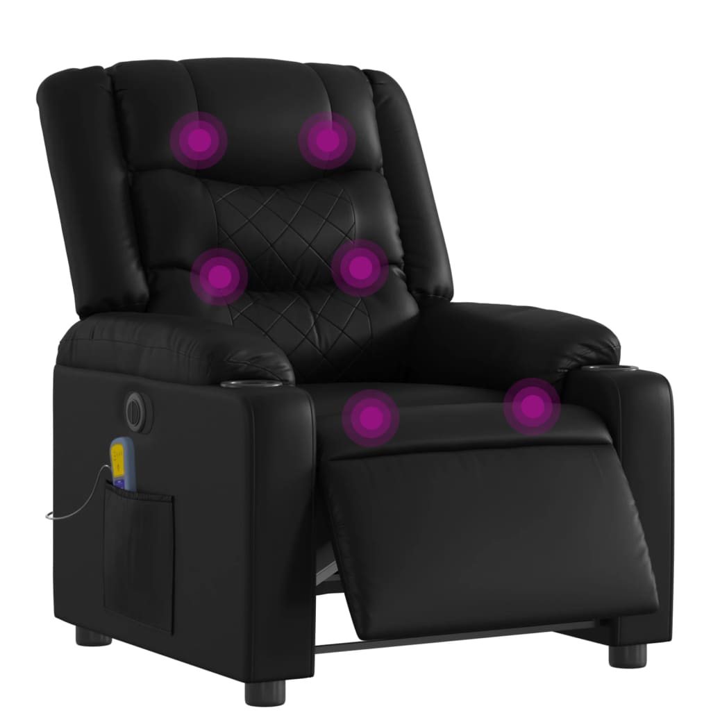 Fauteuil de massage inclinable électrique noir similicuir - XIOS