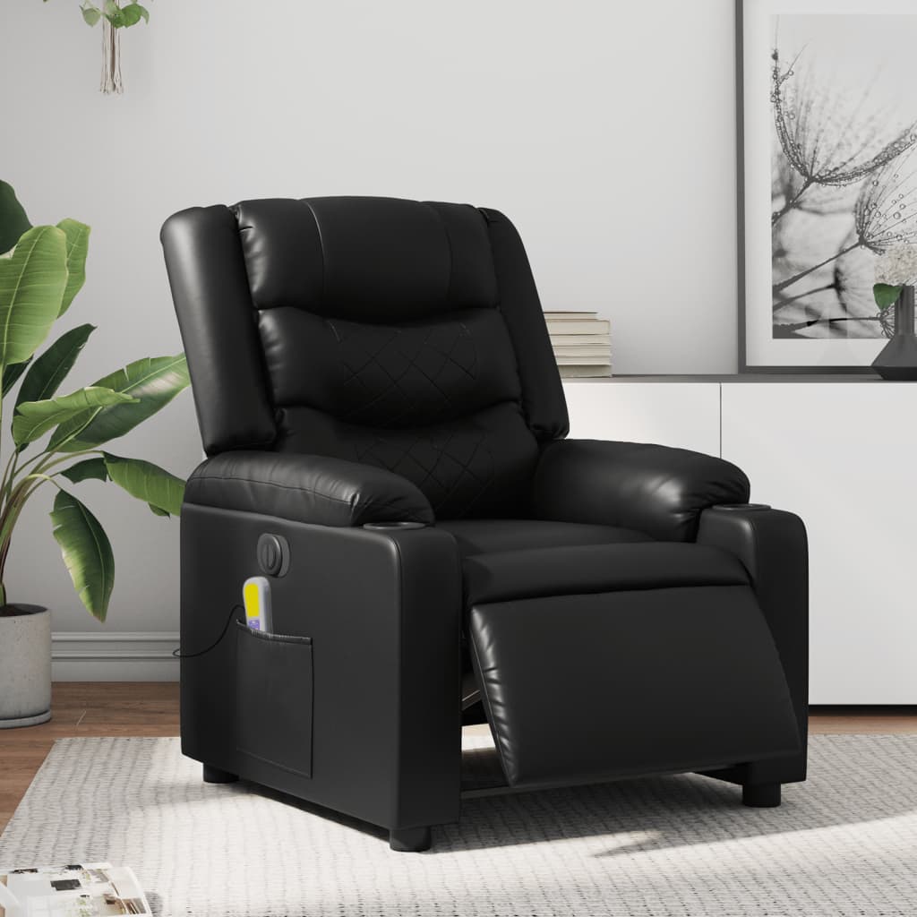 Fauteuil de massage inclinable électrique noir similicuir - XIOS