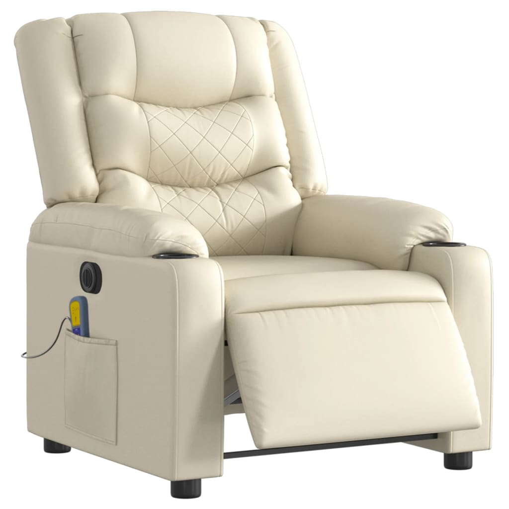 Fauteuil de massage inclinable électrique crème similicuir - XIOS