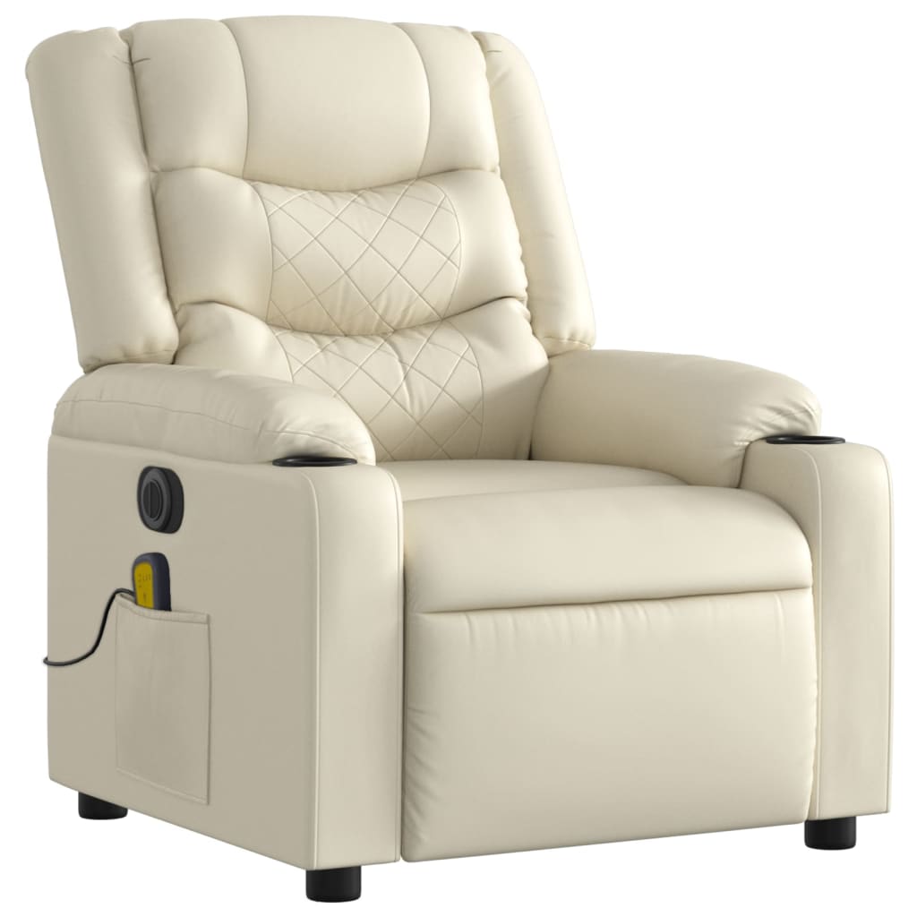 Fauteuil de massage inclinable électrique crème similicuir - XIOS