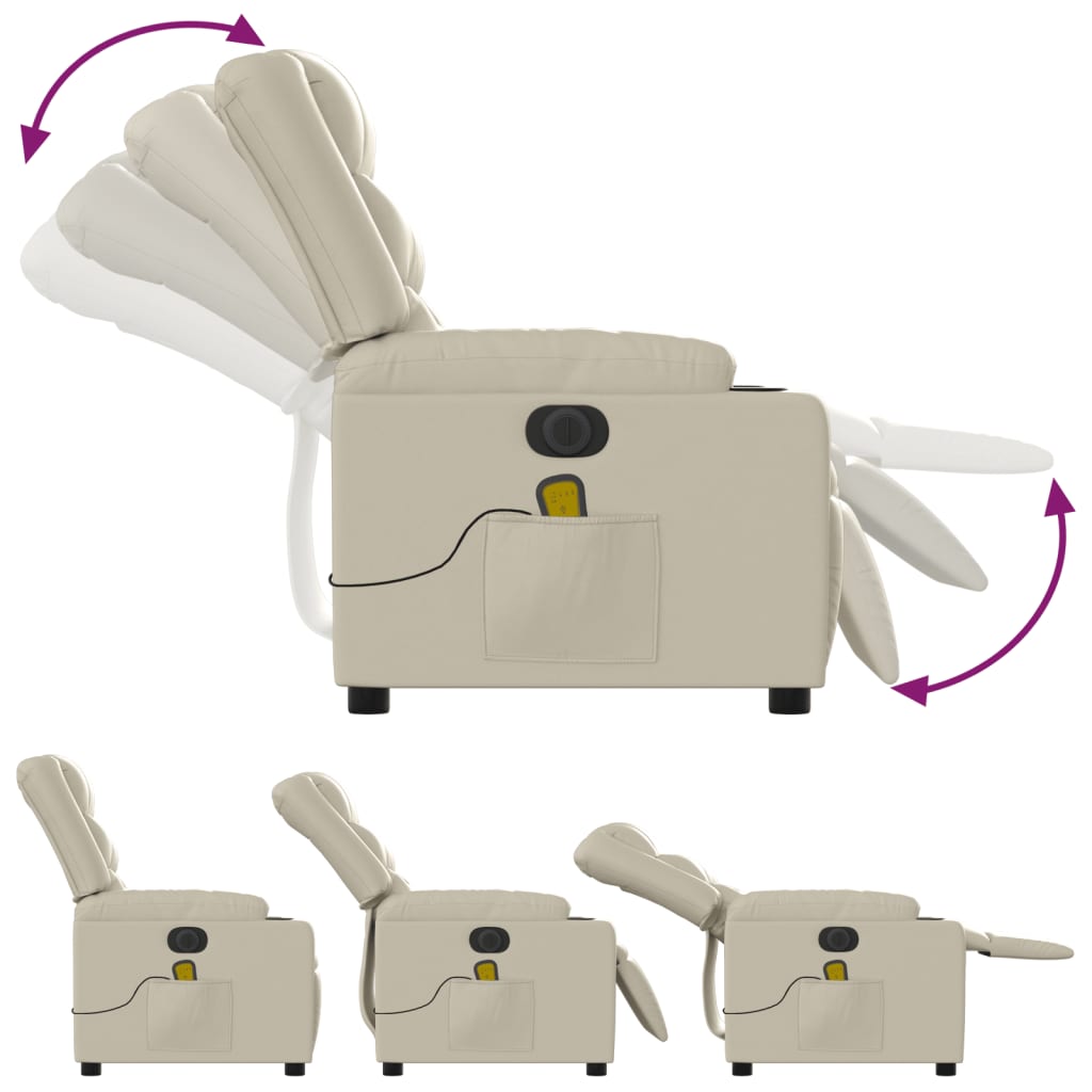 Fauteuil de massage inclinable électrique crème similicuir - XIOS