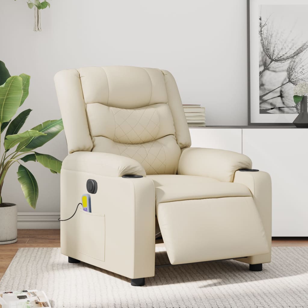 Fauteuil de massage inclinable électrique crème similicuir - XIOS