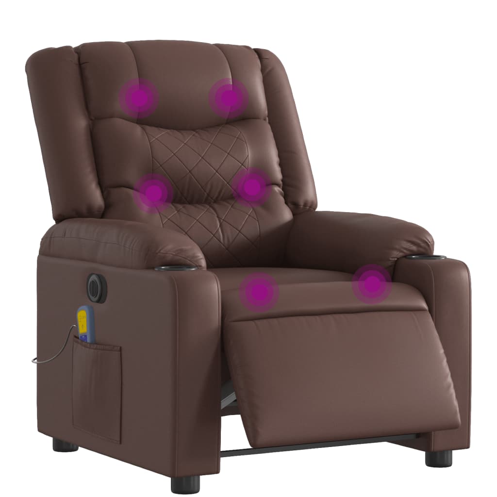 Fauteuil de massage inclinable électrique marron similicuir - XIOS