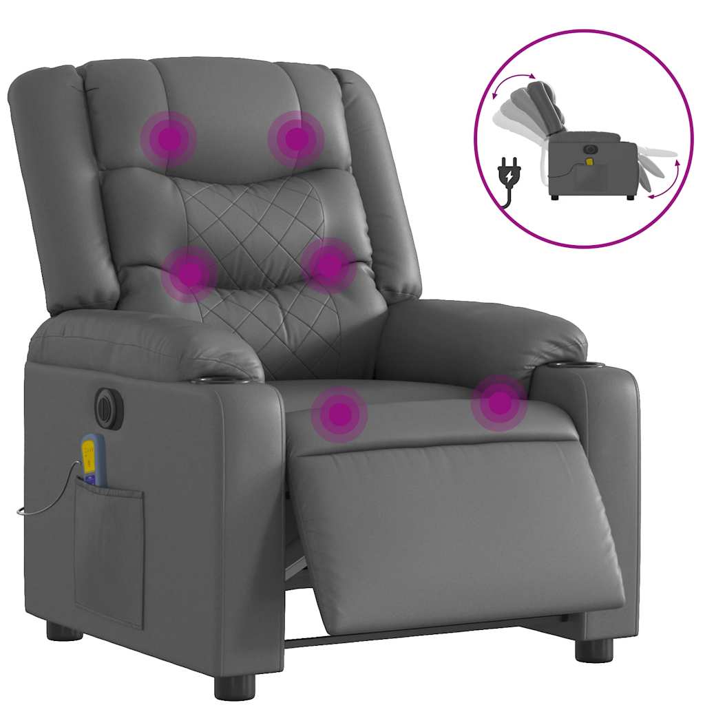 Fauteuil de massage inclinable électrique gris similicuir - XIOS