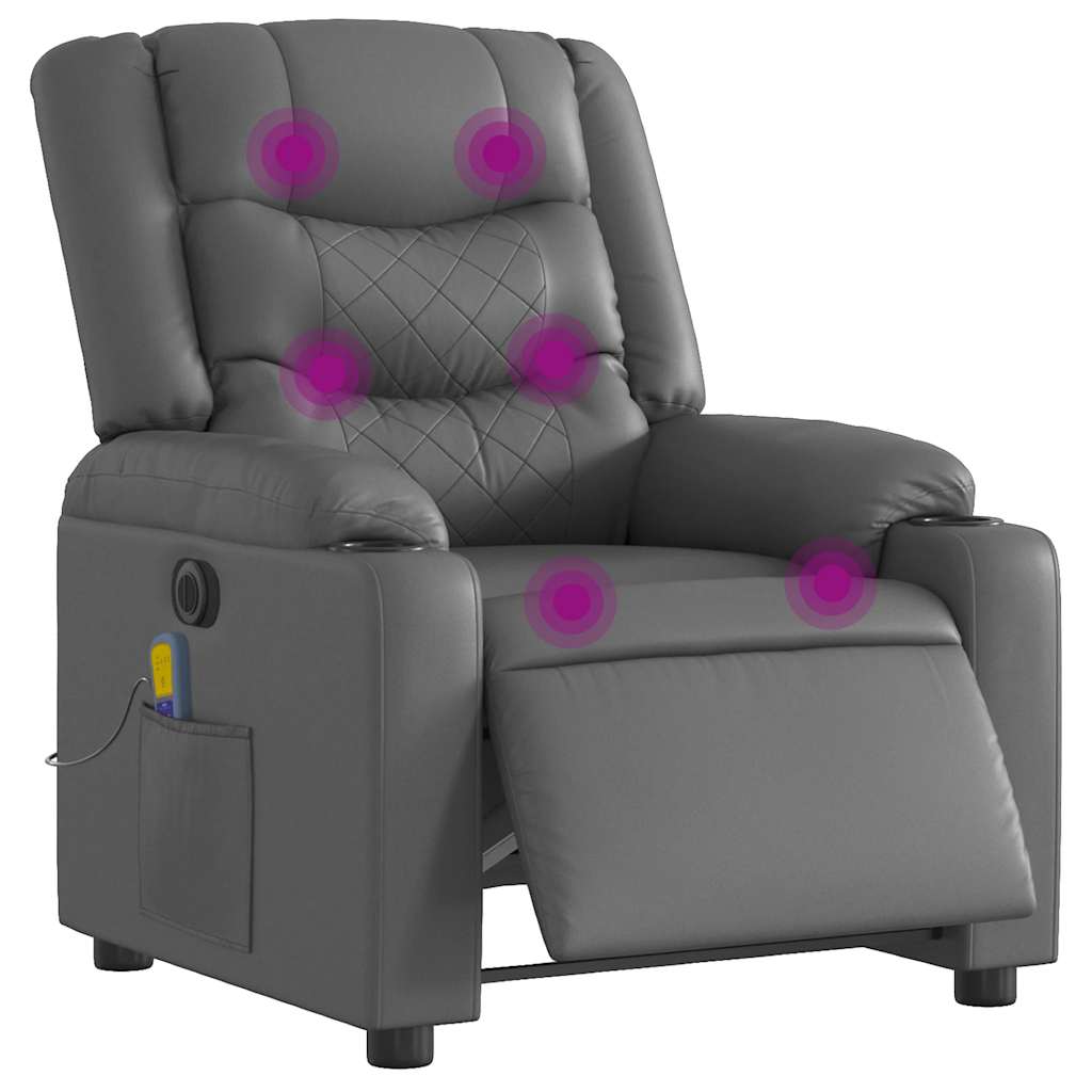 Fauteuil de massage inclinable électrique gris similicuir - XIOS