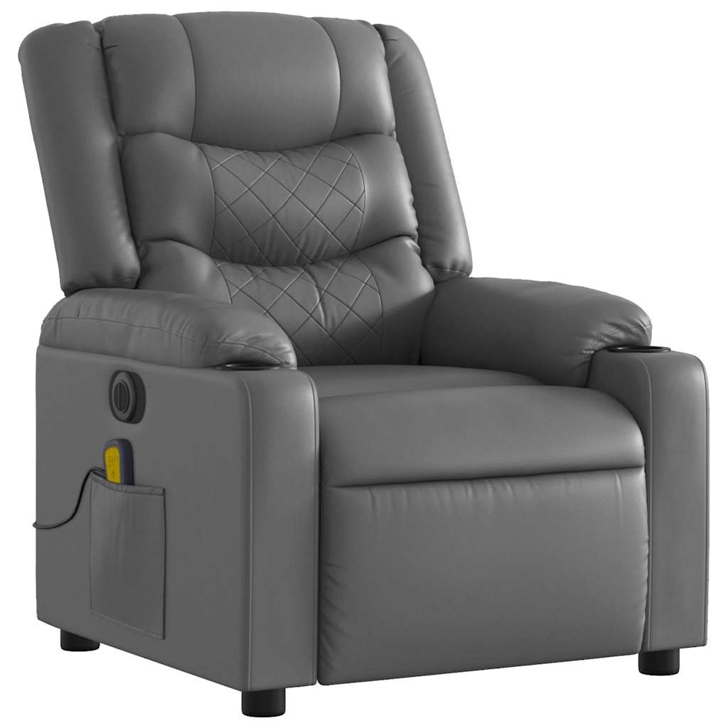 Fauteuil de massage inclinable électrique gris similicuir - XIOS