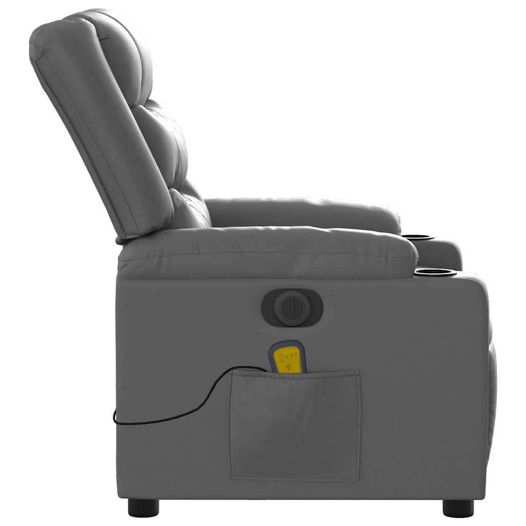 Fauteuil de massage inclinable électrique gris similicuir - XIOS