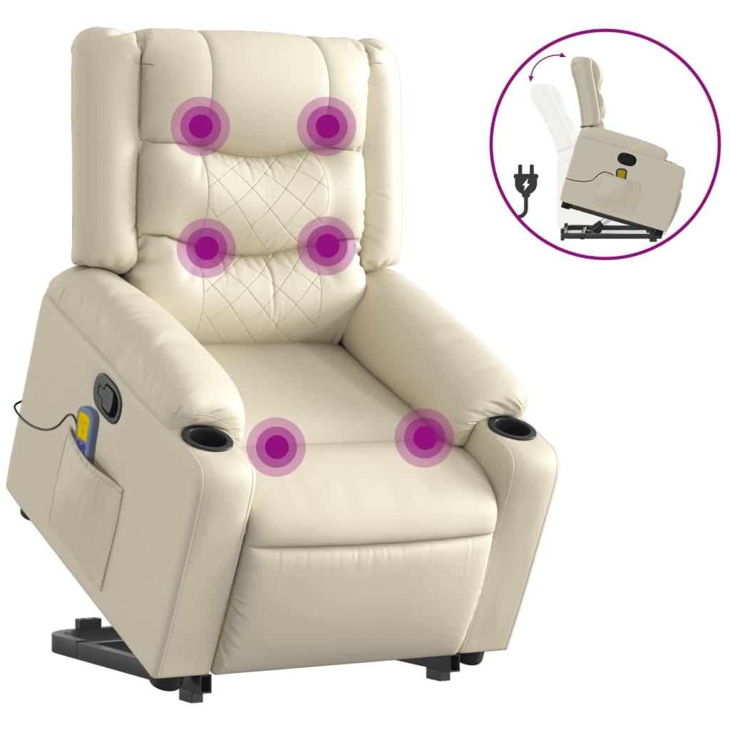 Fauteuil inclinable de massage Crème Similicuir - XIOS