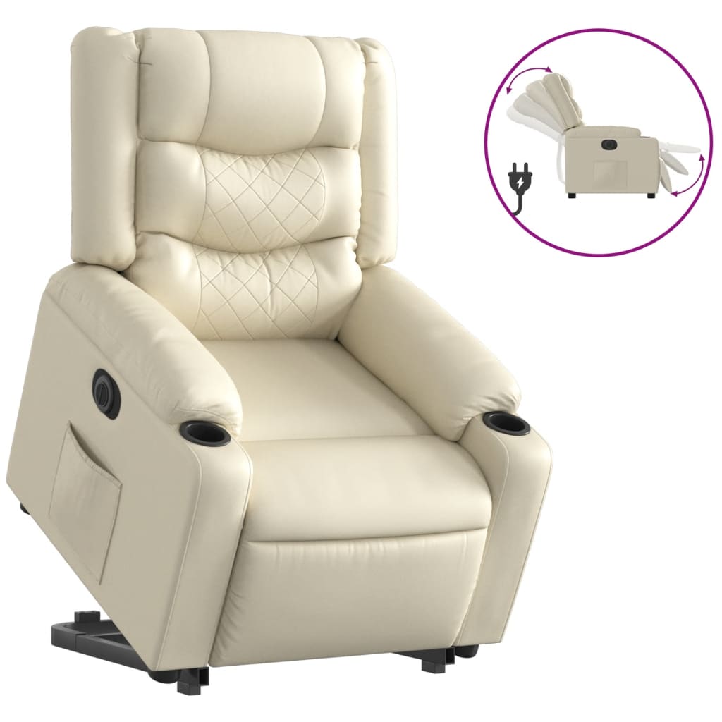 Fauteuil inclinable électrique crème similicuir - XIOS