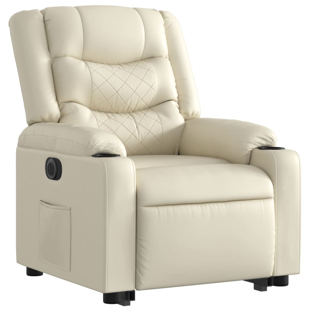 Fauteuil inclinable électrique crème similicuir - XIOS
