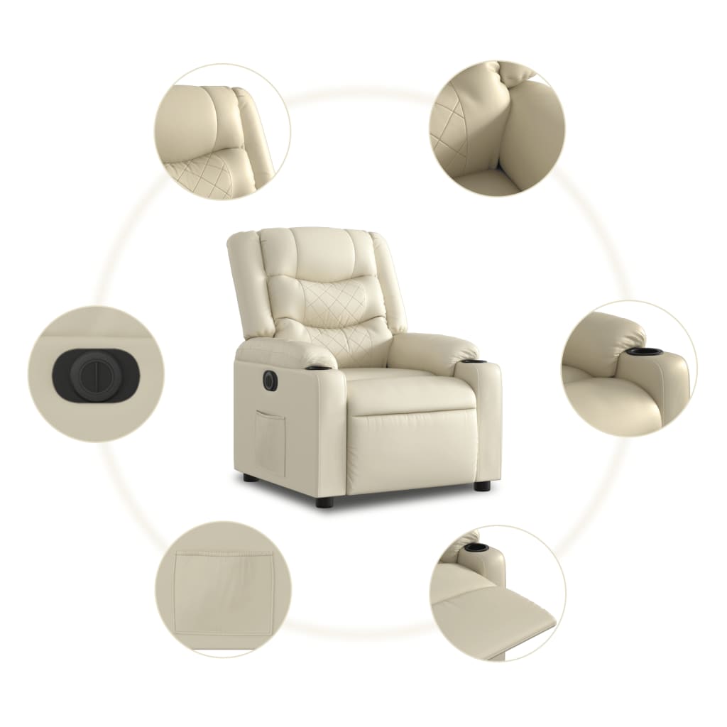 Fauteuil inclinable électrique crème similicuir - XIOS