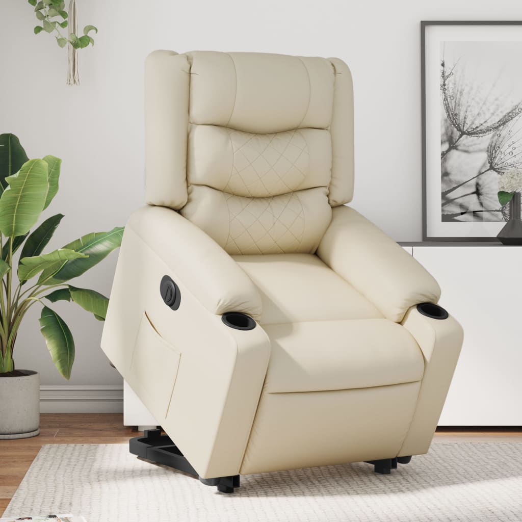 Fauteuil inclinable électrique crème similicuir - XIOS