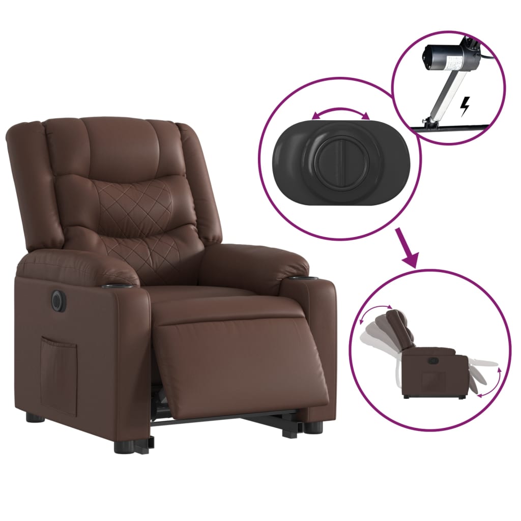 Fauteuil inclinable électrique marron similicuir - XIOS