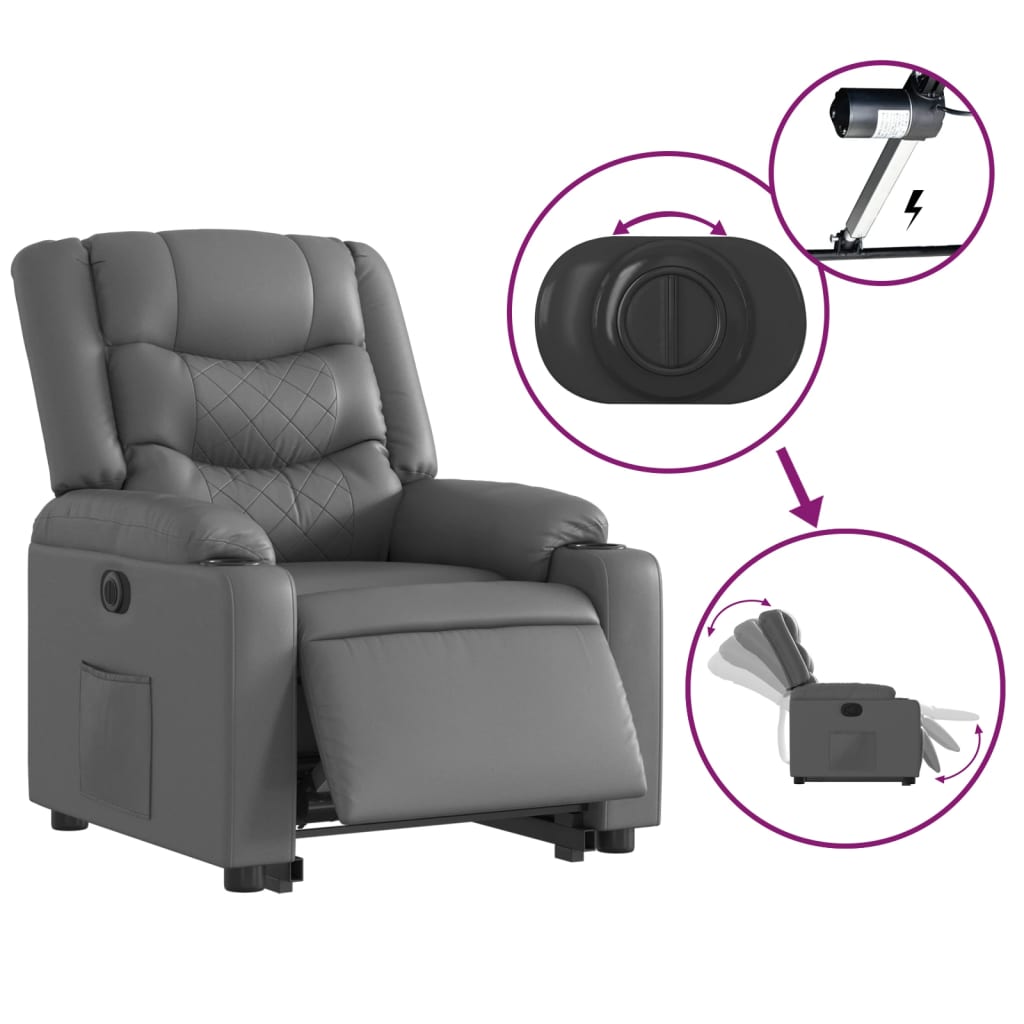 Fauteuil inclinable électrique gris similicuir - XIOS