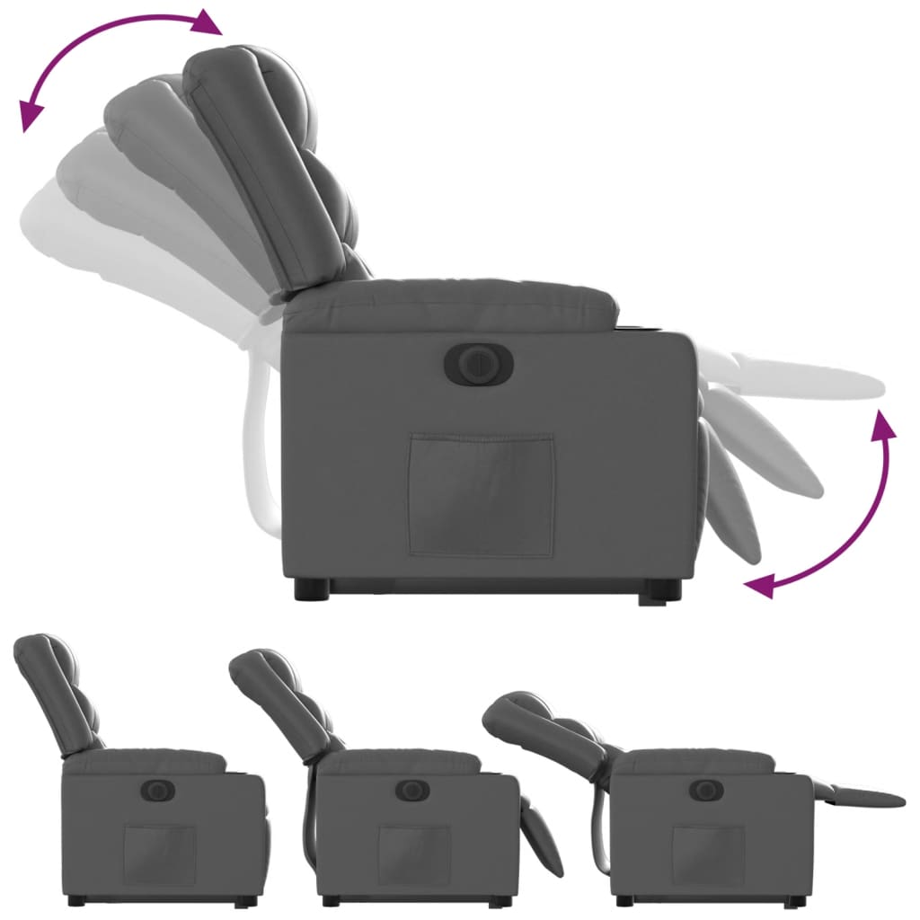 Fauteuil inclinable électrique gris similicuir