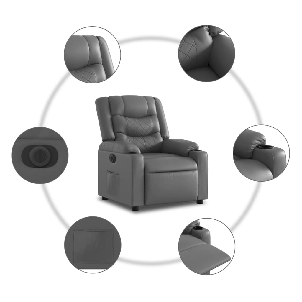 Fauteuil inclinable électrique gris similicuir - XIOS