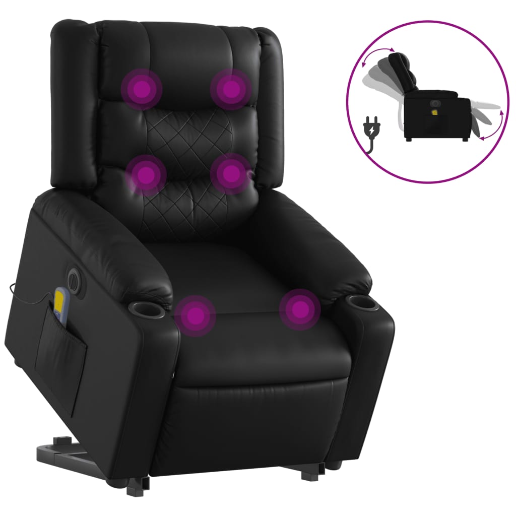 Fauteuil inclinable de massage électrique noir similicuir - XIOS