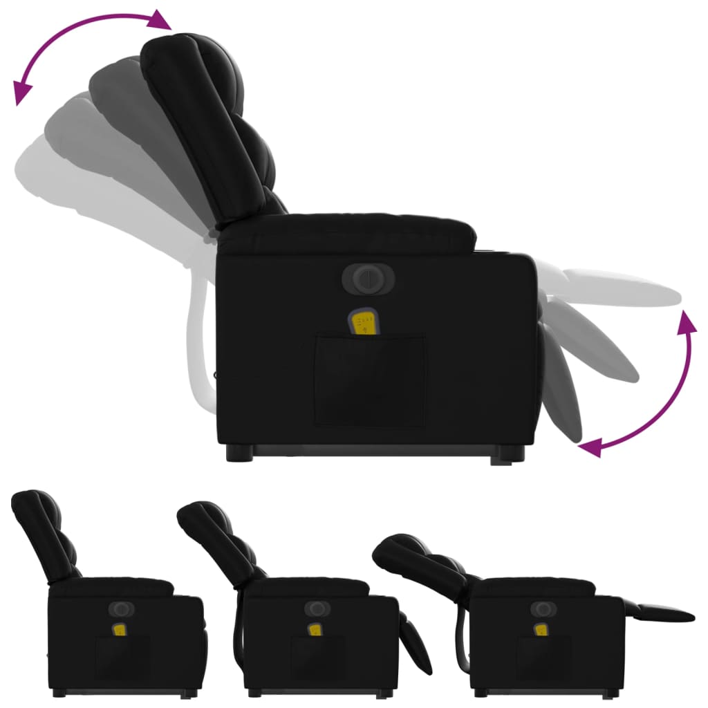 Fauteuil inclinable de massage électrique noir similicuir