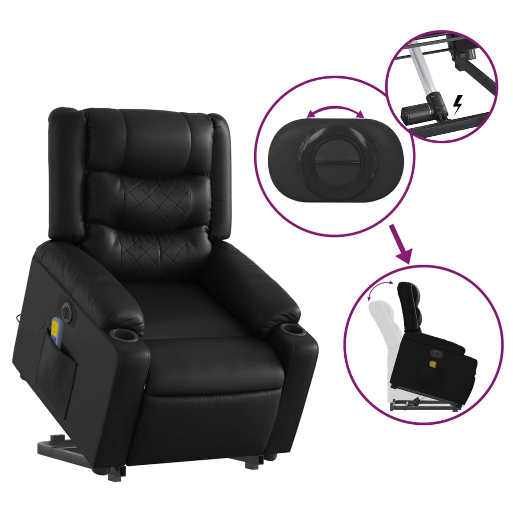 Fauteuil inclinable de massage électrique noir similicuir - XIOS