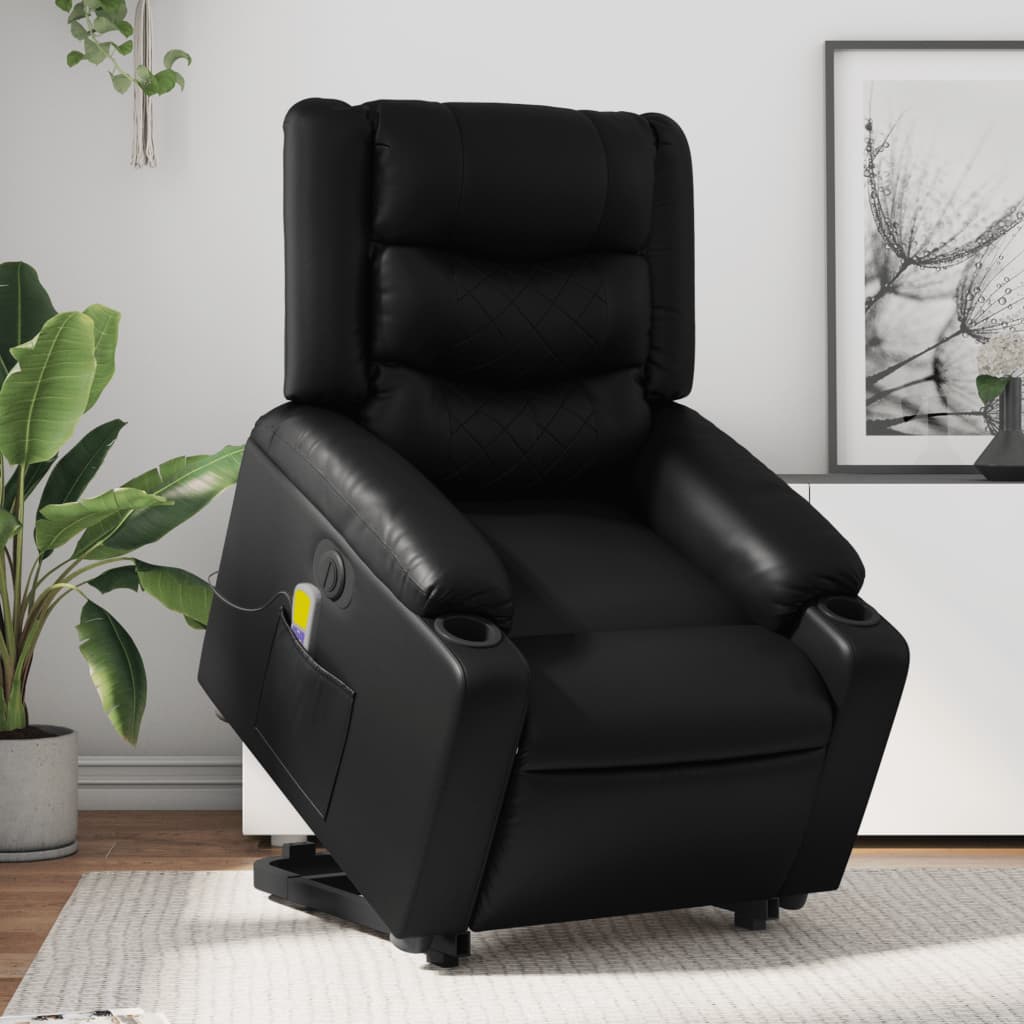 Fauteuil inclinable de massage électrique noir similicuir - XIOS
