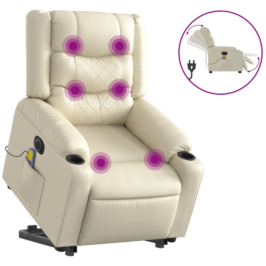 Fauteuil inclinable de massage électrique crème similicuir - XIOS