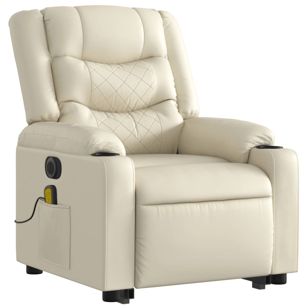 Fauteuil inclinable de massage électrique crème similicuir - XIOS
