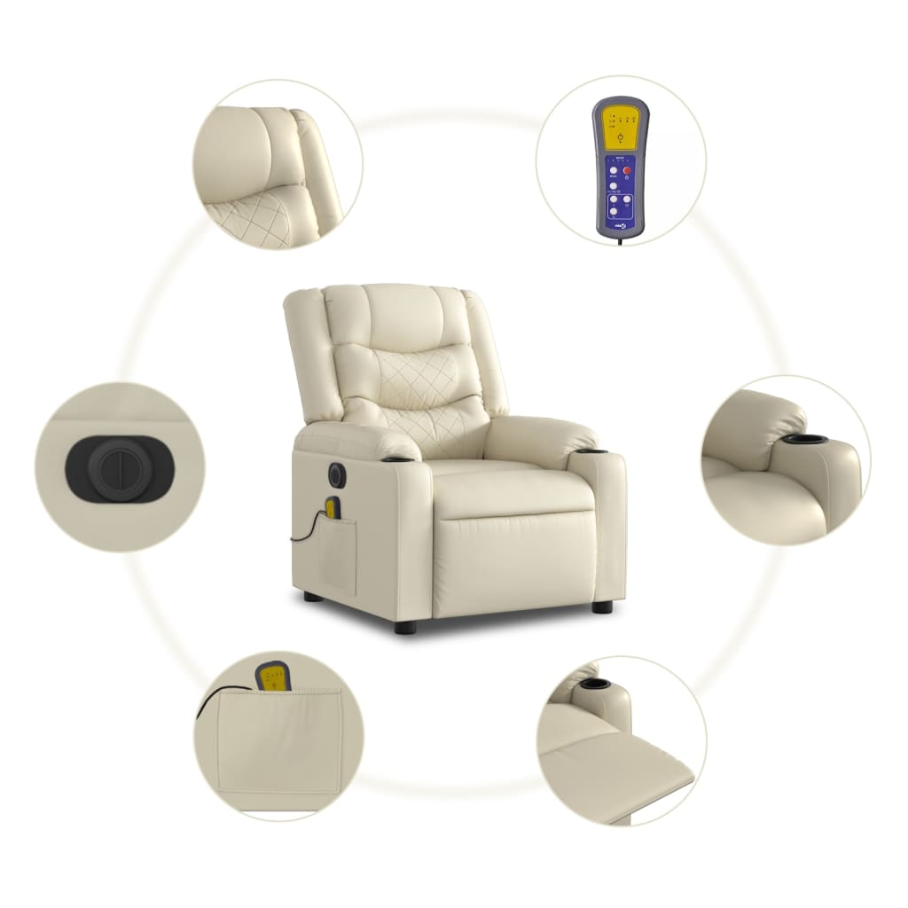 Fauteuil inclinable de massage électrique crème similicuir - XIOS