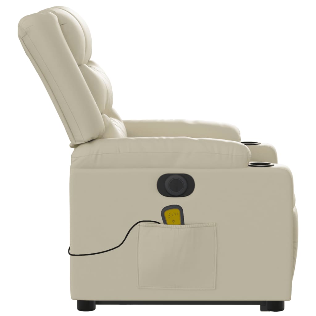Fauteuil inclinable de massage électrique crème similicuir - XIOS