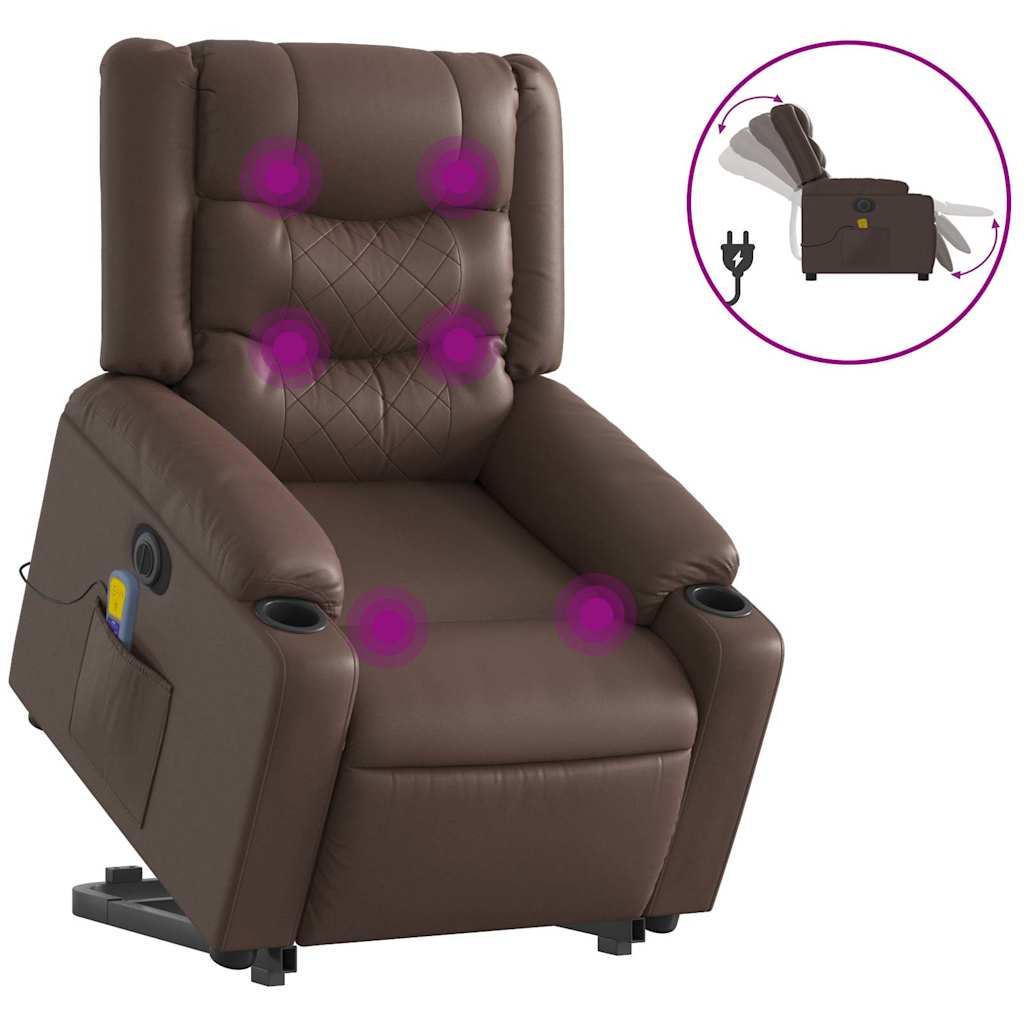 Fauteuil inclinable de massage électrique marron similicuir - XIOS