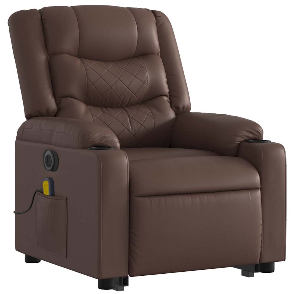 Fauteuil inclinable de massage électrique marron similicuir - XIOS